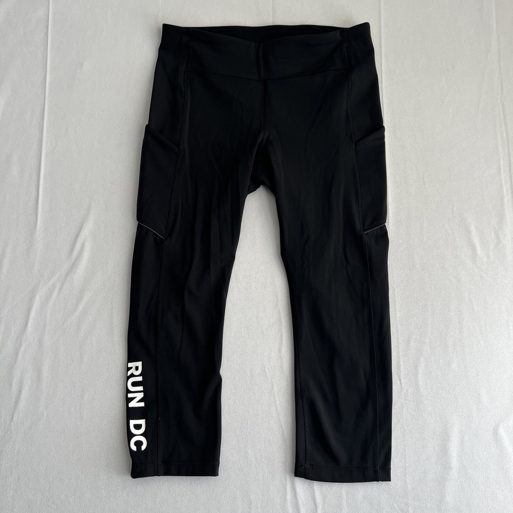 Lululemon Leggings Size 8 Speed Up Crop Black Pockets Workout Stretch Inseam 21"
